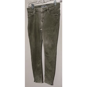 Zara Premium Denim Jeans Women’s 2 Faded Olive Green Skinny Ankle Zip
